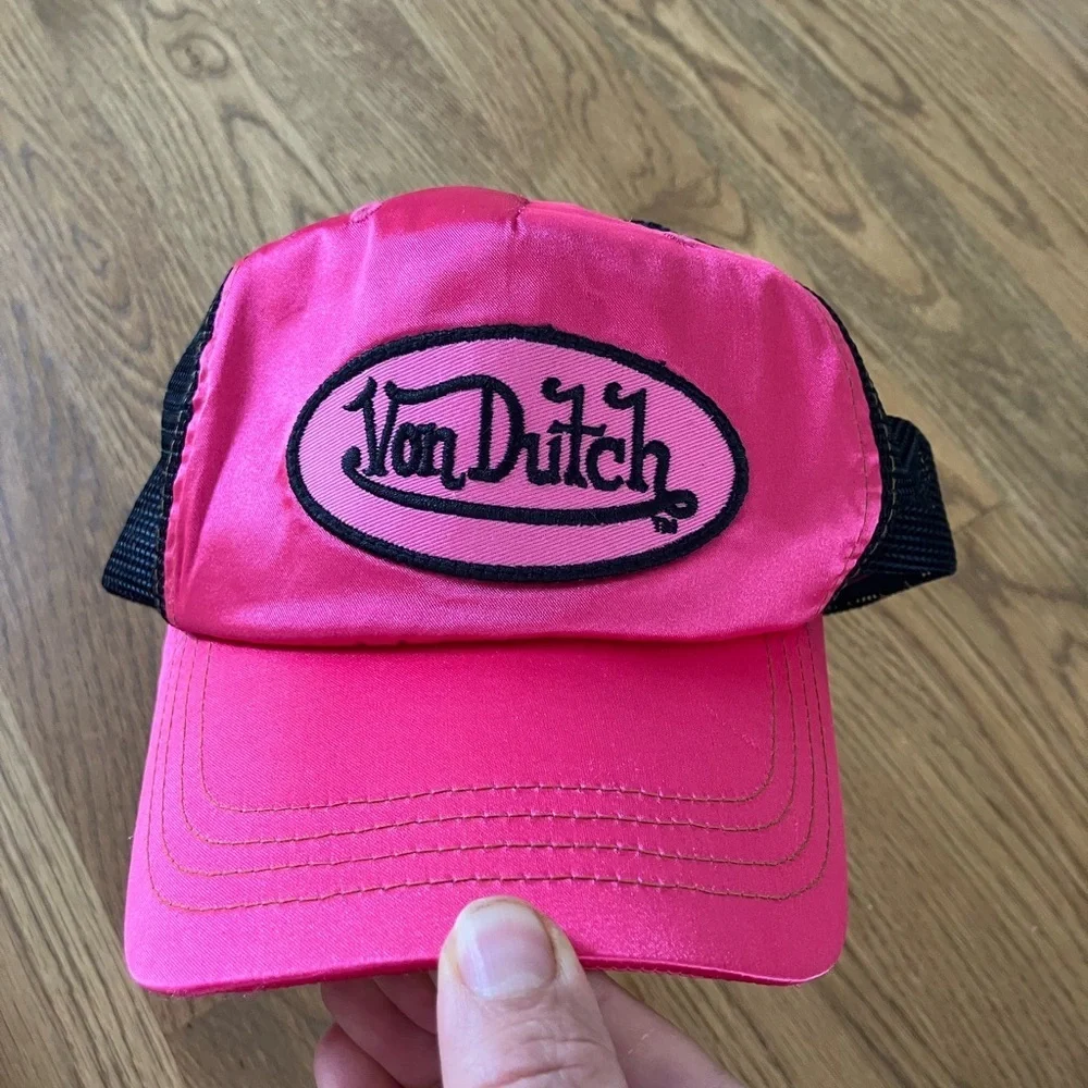 EUC Vintage Von Dutch Silky Hot Pink and Black Trucker Hat - Picture 7 of 10